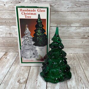 Vintage 1992 FENTON Handmade Glass Christmas Tree 6" Holiday Green USA EUC